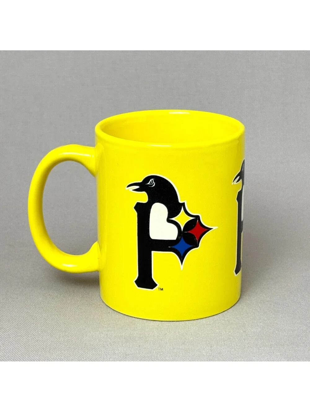 Pittsburgh Sports Mashup Mug Yellow Ceramic Steelers Pirates Penguins Coffee Cup